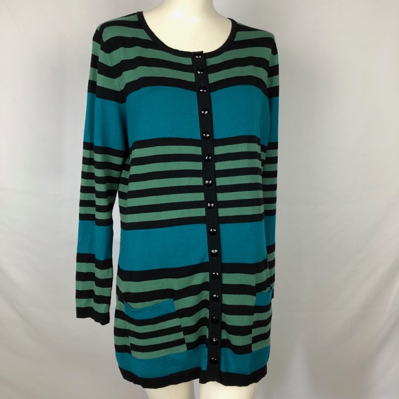 PBJ Sport Long Button Down Knit Blouse - Picture 2 of 8